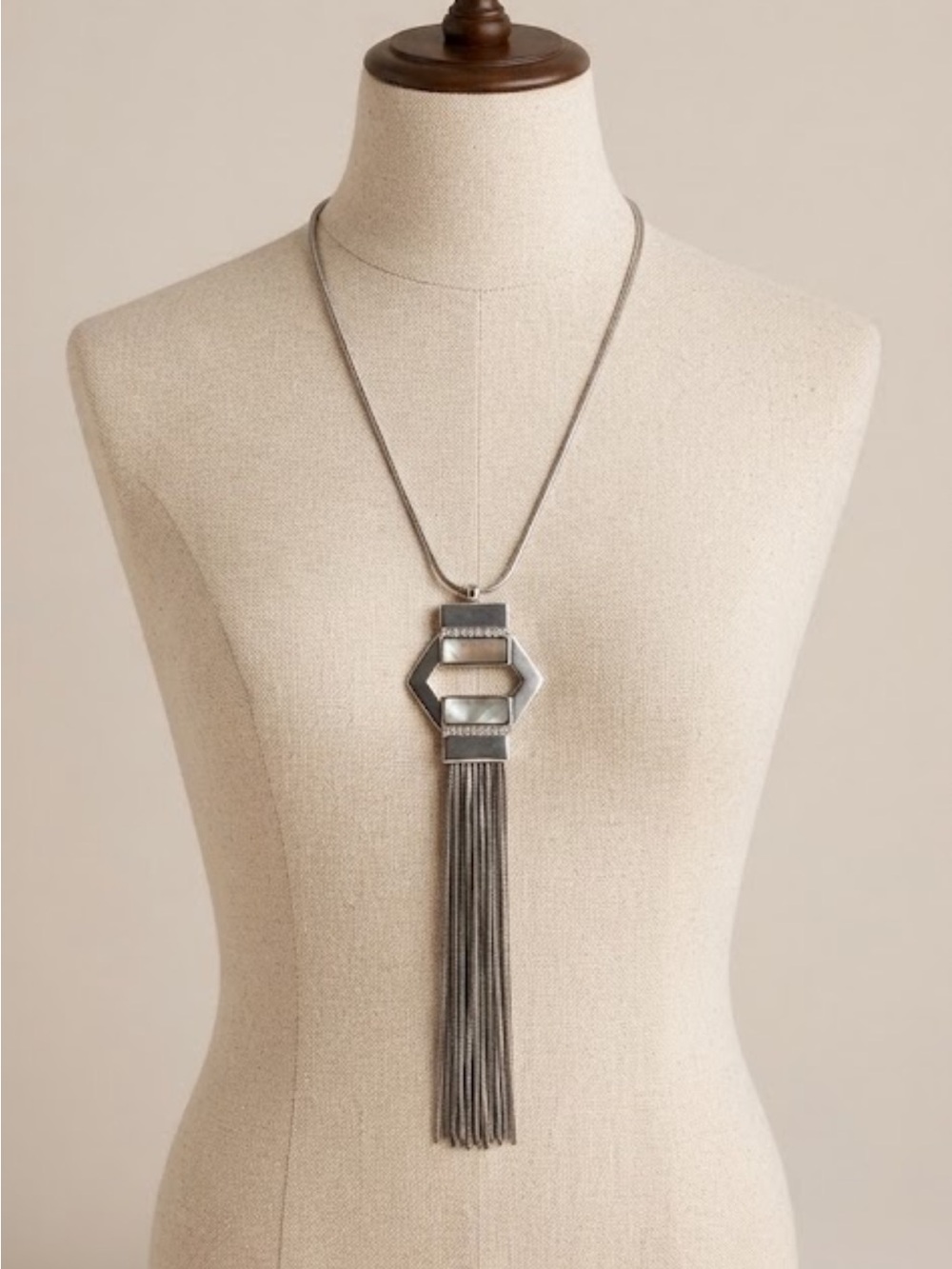 Art Deco Geometric Tassel Necklace
